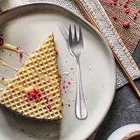 Vista 7 de Snamonkia Juego de 24 tenedores pequeños para aperitivos y cucharas demitasse de acero inoxidable, de 5.4 pulgadas, para ensalada, postre, café