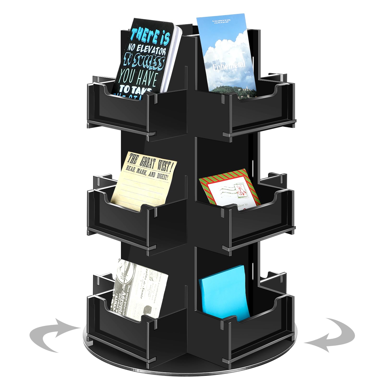 Rotating Display Stand Clear Spinning Business Card Holder For 3.5