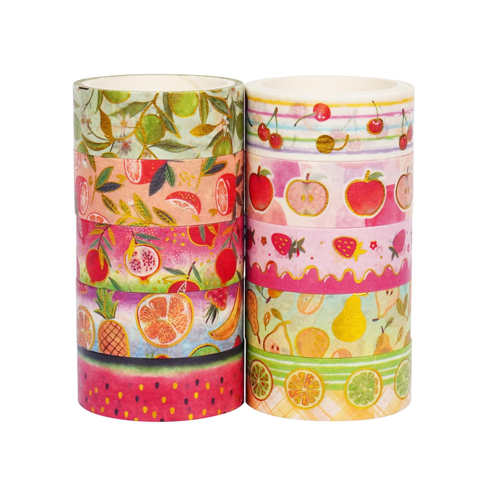 RBRMHM 10Rolls Fruit Tape 15mmX9.8ft Decorative Aesthetic Paper Tapes for Scrapbooking Journal Notebook Album Packaging