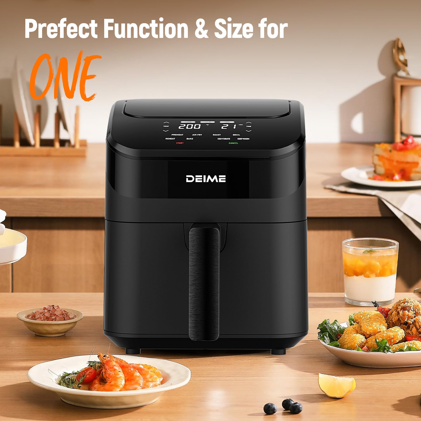 Amazon.com: DEIME Air Fryer 4.5 Qt, Small Airfryer Digital Space