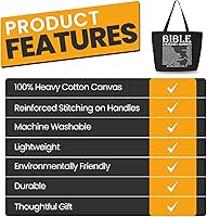 Vista 5 de shop4ever Versículos de números de emergencia bíblicos disponibles 24/7 bolsa de lona pesada con cremallera reutilizable bolsa de compras
