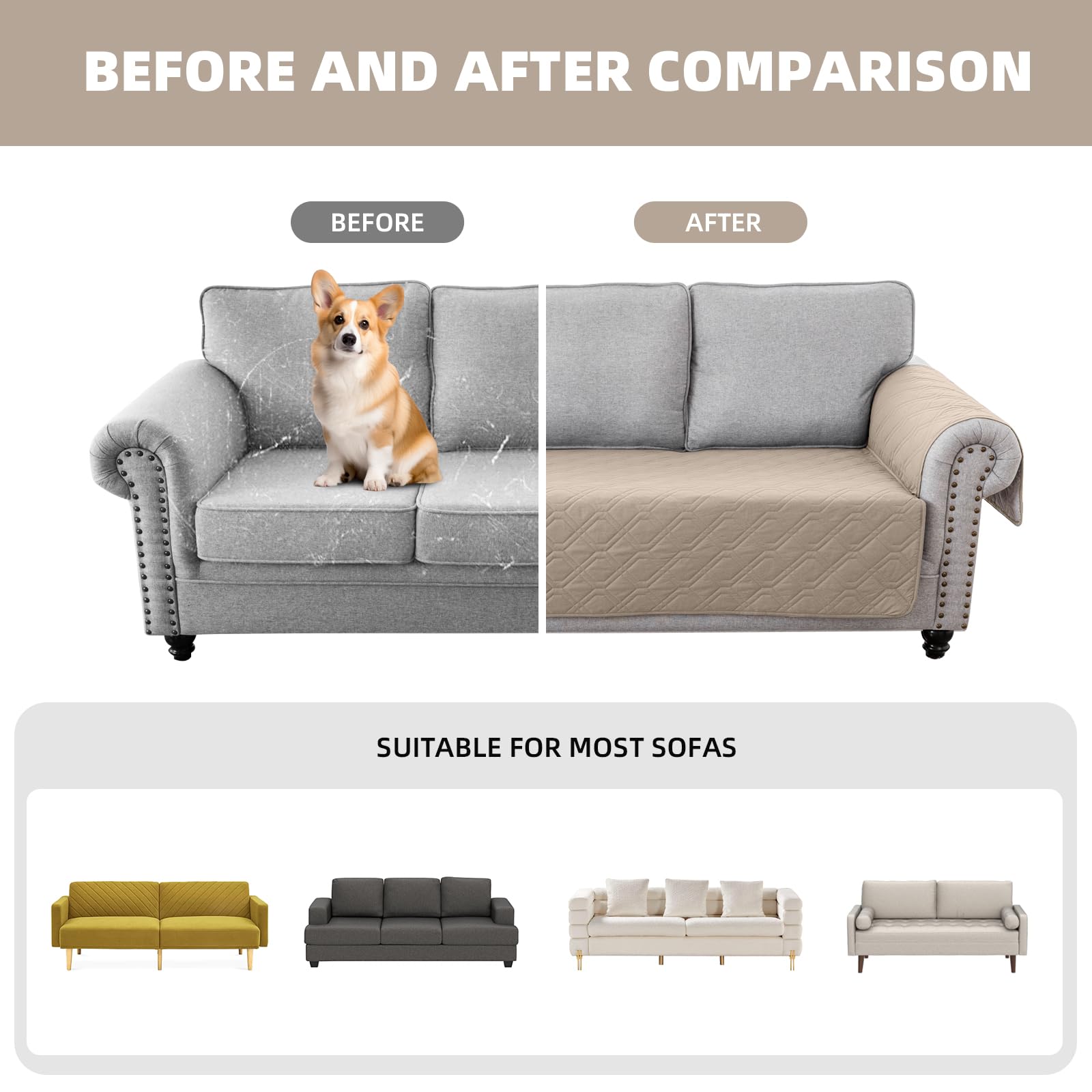 RAPRAP 100% Waterproof Armchair Cover with Side Pockets - Image 2