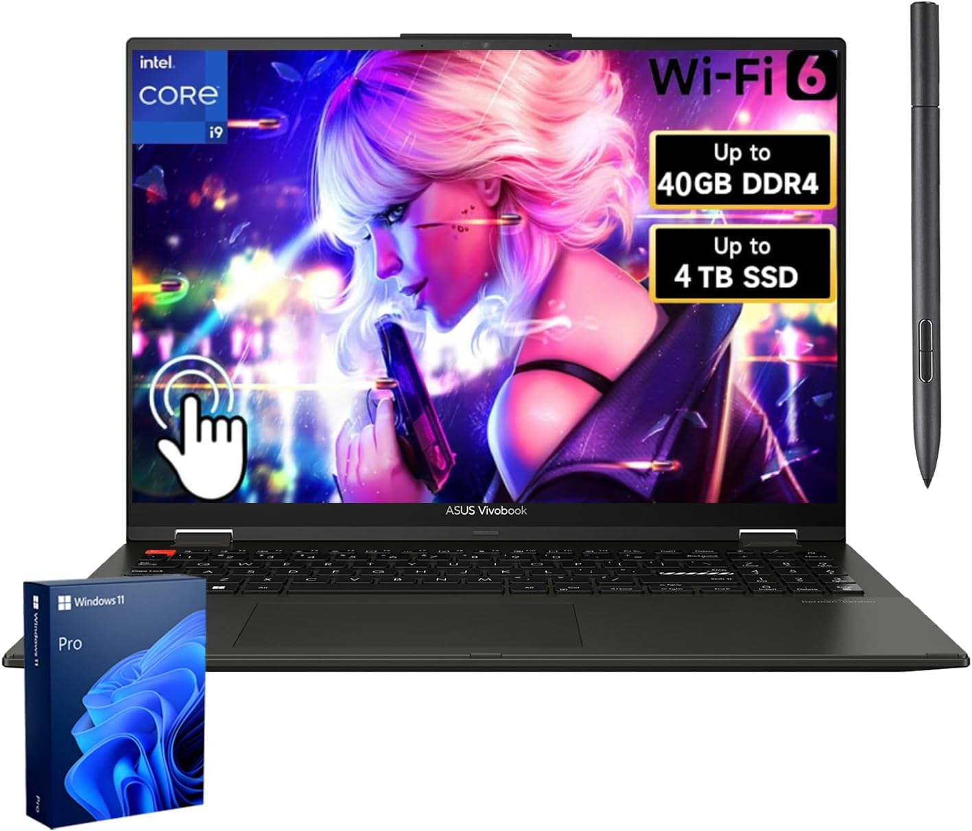 ASUS Business Vivobook S 16 i9 Flip 2-in-1 Laptop, 16" WUXGA Touchscreen, Intel i9-13900H, 40GB RAM, 4TB SSD, HDMI, Wi-Fi 6, Windows 11 Pro, Bundle Pen 2.0 SA203H