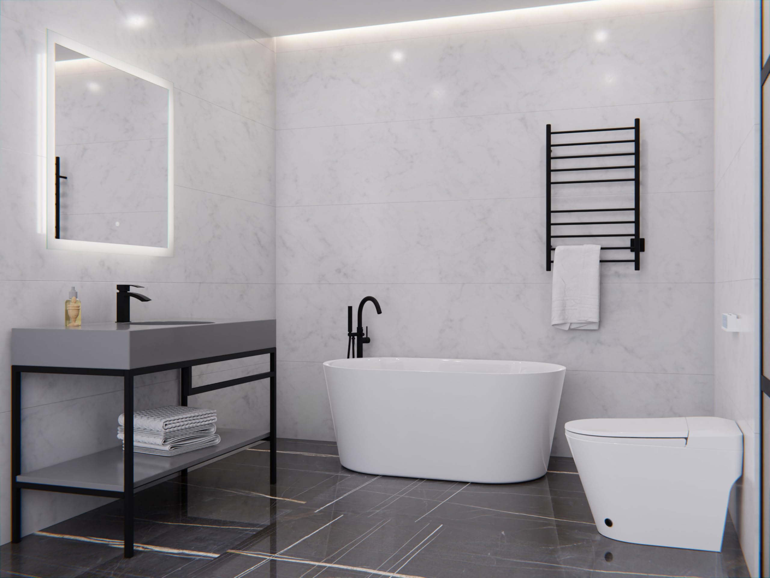 ジャクティー ANZZI Freestanding Acrylic Glossy White Deep Soaker Tub - 59