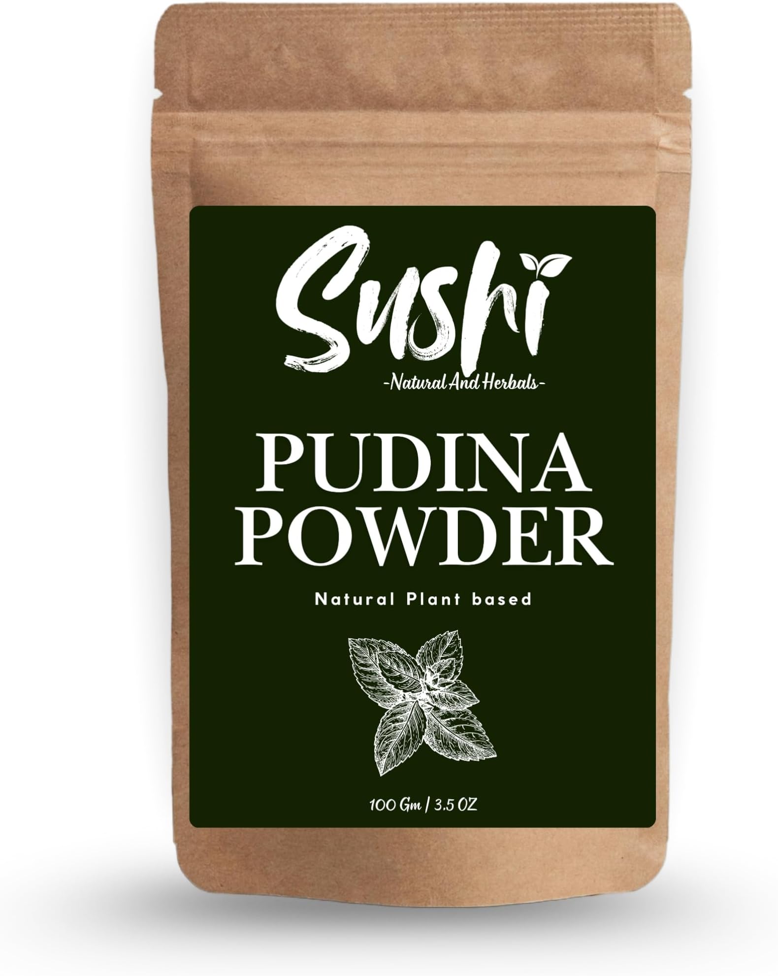 Sushi Pudina (Mint) Powder | 100% Pure & Organic | Natural Digestive Aid & Skin Care | Refreshing & Cooling Properties (Pack of 1 | 100gm)