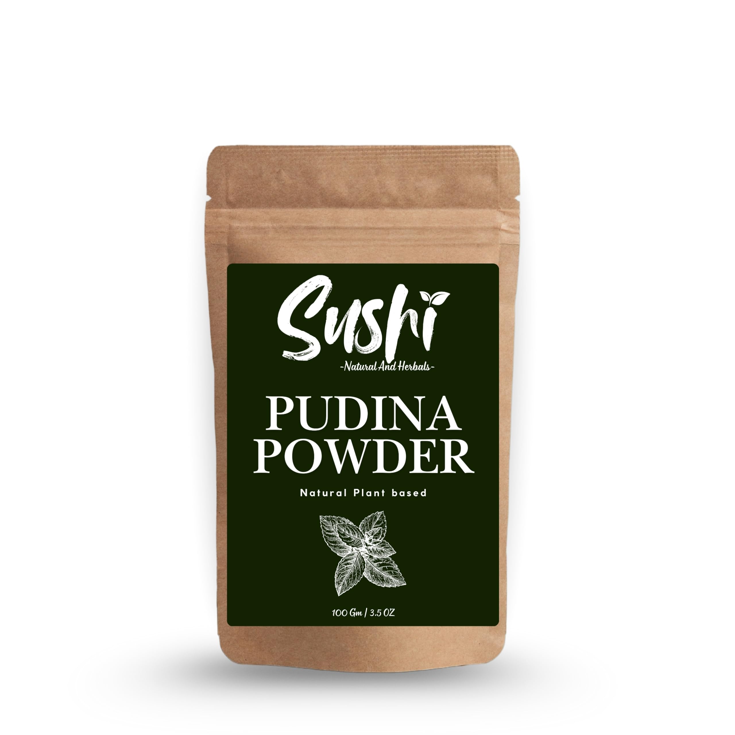 Sushi Pudina (Mint) Powder | 100% Pure & Organic | Natural Digestive Aid & Skin Care | Refreshing & Cooling Properties (Pack of 1 | 100gm)