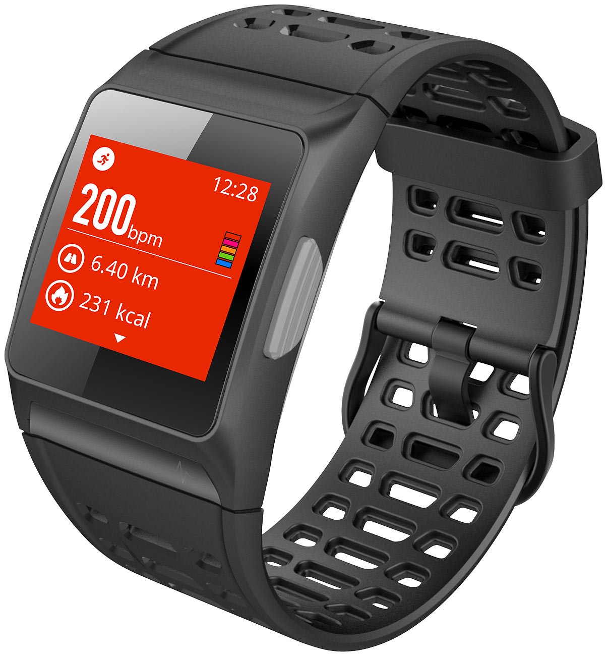 Newgen Medicals Smartwatch GPS Puls: GPS-Sportuhr, Bluetooth, Fitness, Puls, Nachrichten, Farbdisplay, IP68 (Fitnessuhr mit GPS, Smartwatch GPS wasserdicht, Entfernungsmesser)