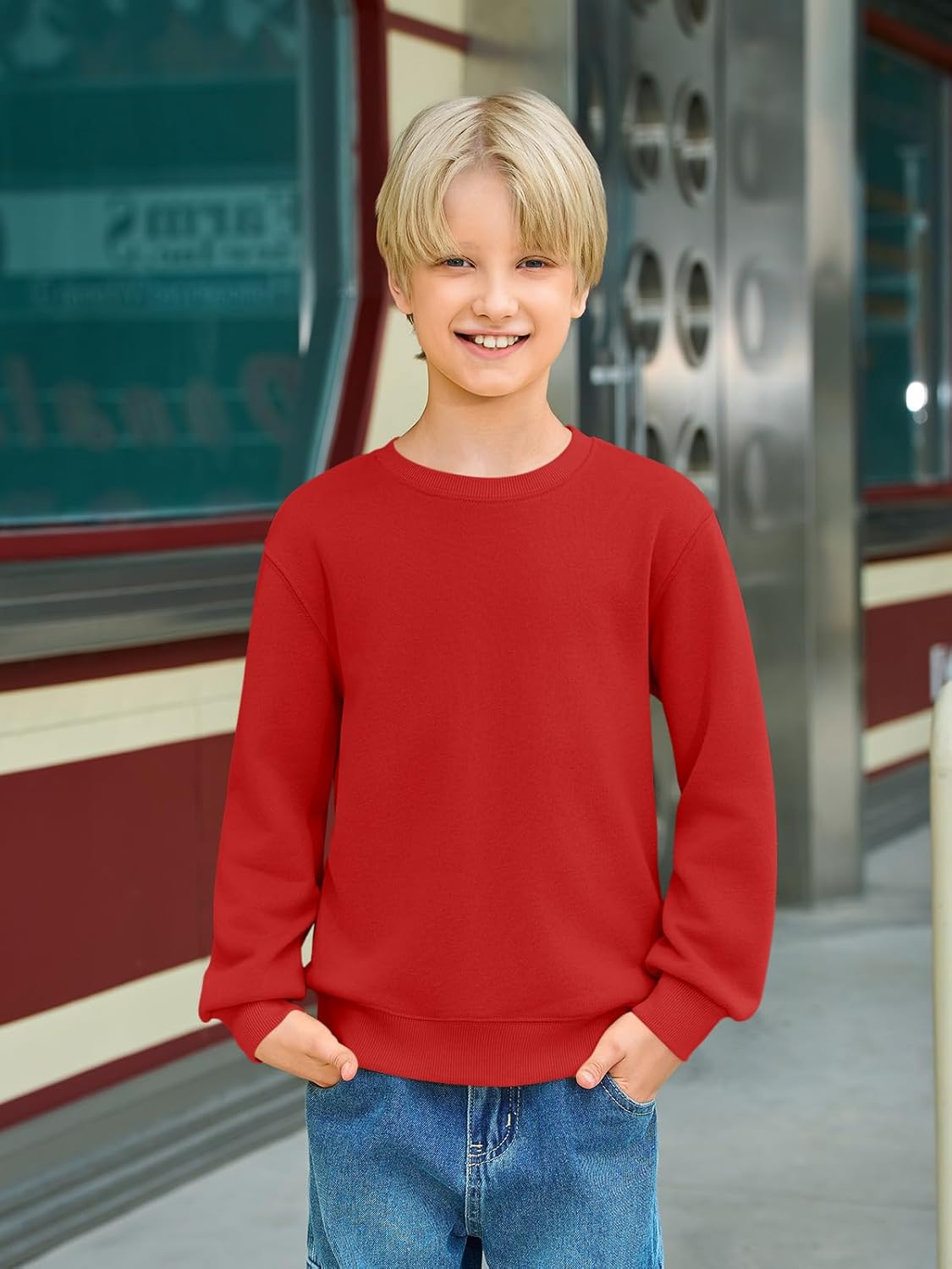 Haloumoning Boys Crewneck Pullover Sweatshirts Kids Youth Casual Long Sleeve Shirts 5-14 Years - Image 2