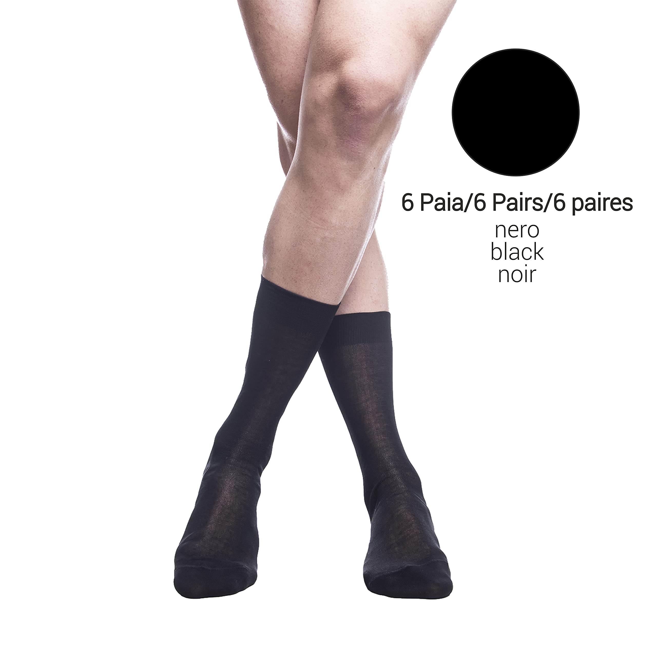 PETTI Artigiani Italiani - Calzini, Calze Uomo, Calzino Uomo, Calze Lunghe e Corte Uomo, 6 Paia Calze Uomo Filo di Scozia, 100% Made in Italy