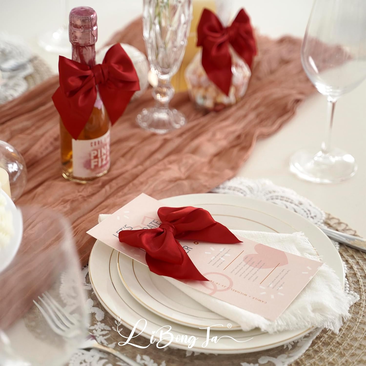 4 Inch Red Gift Bow Satin Ribbon Bows for Crafts, Pre-Tied Bows, Twist Tie Bow for Treat Bags, Premade Decorative Bow, Wrapping Bows for Presents, Wedding, Baby Shower-24 Counts - Image 5