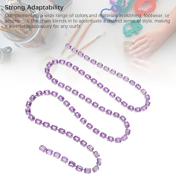Shiny Acrylic Chain, Clothing, Shoes, Jewelry, Crafts, Decorative Rectangular Light Purple for Clothing Accessories, Decoration of Bags for - 5