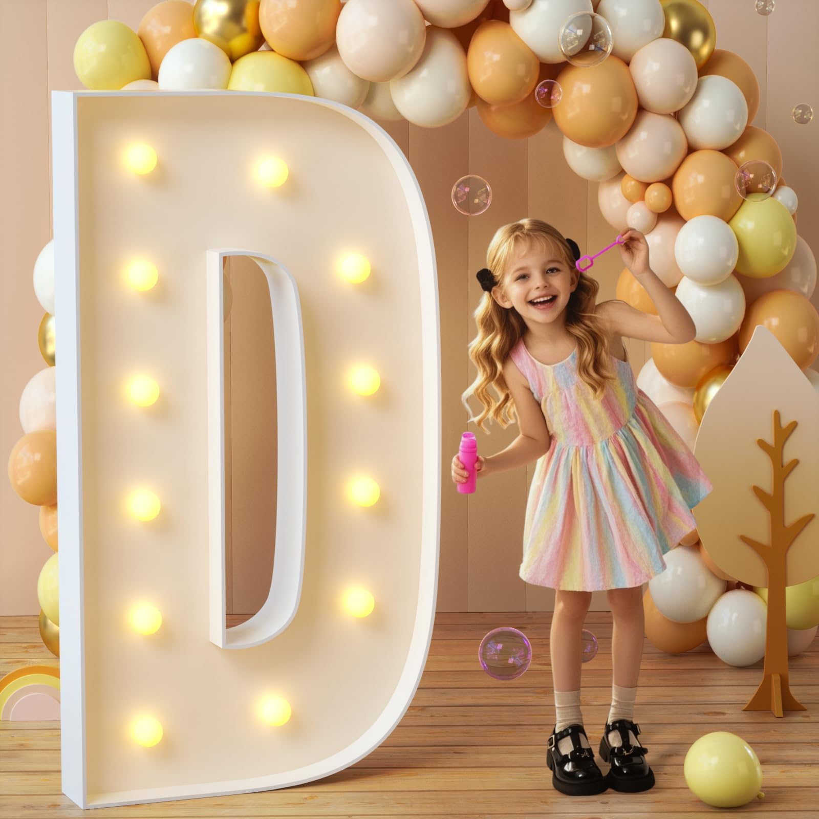 Lettres lumineuses pour chapiteau format XXL D pour remplir un grand espace
