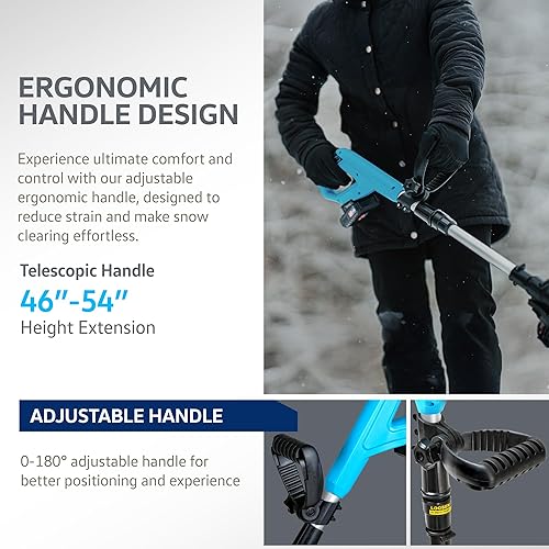 Vista 10 de Pala de nieve inalámbrica, lanzador de nieve eléctrico de 20 V 2 Ah CC, batería extraíble, diseño ligero, camino de limpieza de 10 x 5 pulgadas