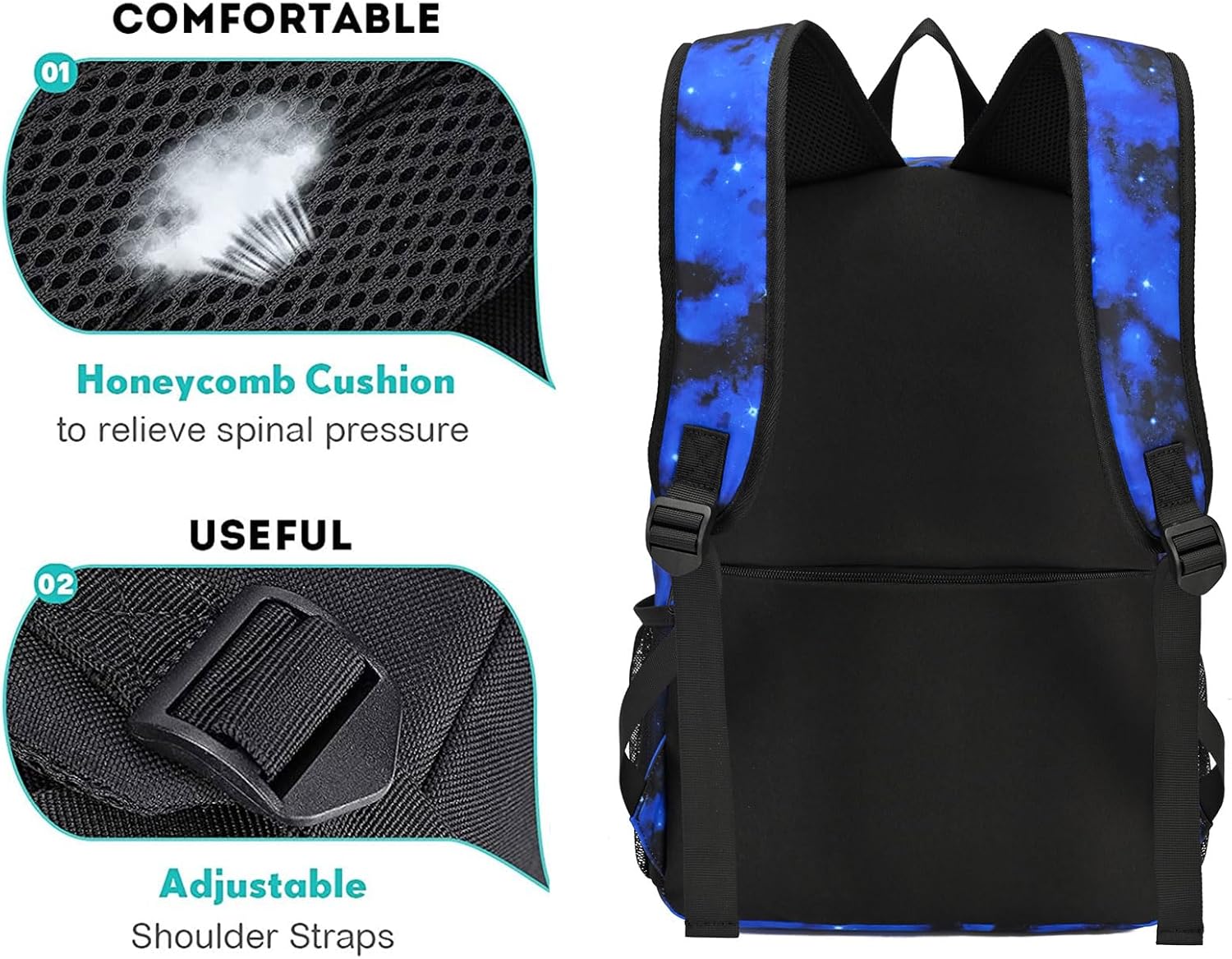 Lightweight Laptop Backpack School Backpack for Boys, Elementary Primary Middle School Bags Kids Backpack With Lunch Bag & Pencil Case, College Bookbag Travel Dayback, Blue - Image 5