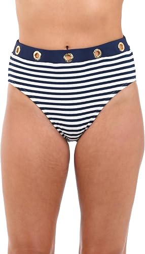 La Blanca Women's High Waist Swimsuit Bottom, Indigo//Set Sail, 8