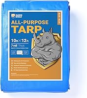 Vista 25 de GUARD SHIELD Lona plateada impermeable de 10 x 12 pies, cubierta de lona de polietileno multiusos de servicio medio, 7 mil