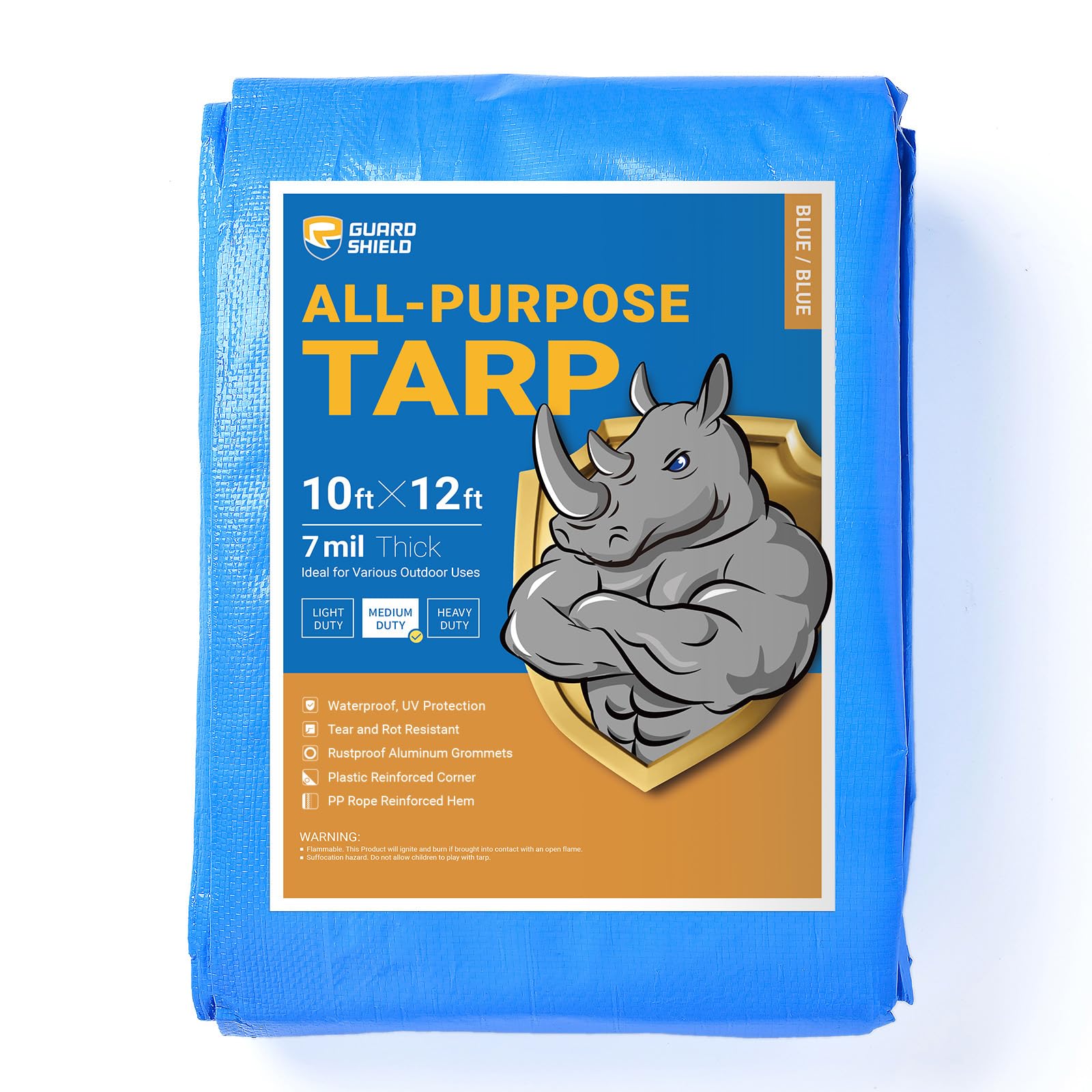 GUARD SHIELD White Tarp 10x12 Feet Medium Duty All Purpose Poly Tarps Cover 7mil — view 15