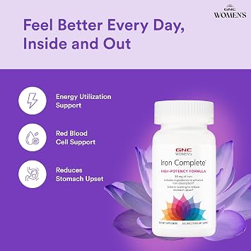 GNC Women's Iron Complete Multivitamin, Enhances Ability to Absorb Iron, 60 Caplets