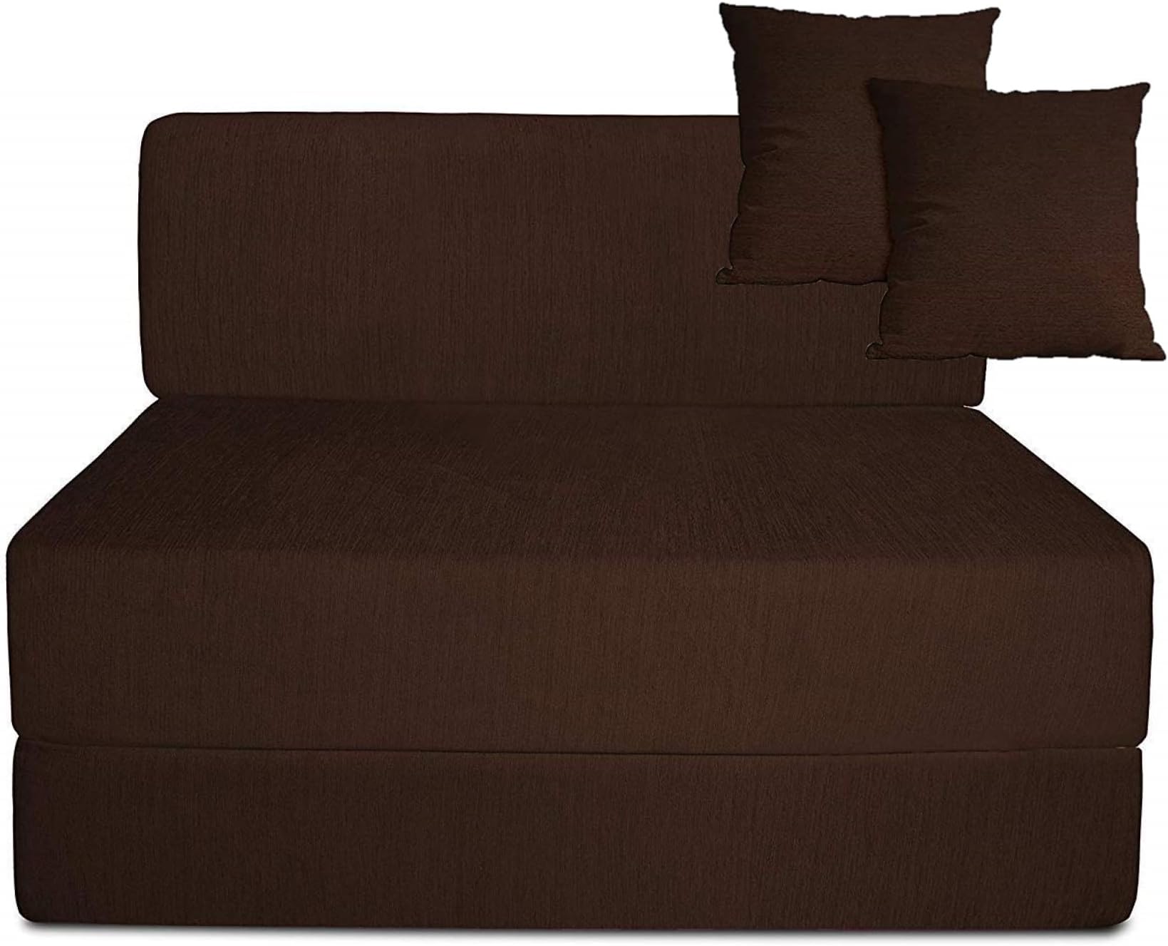Cycus Sofa 1-Seater, 3' X 6'Feet, Brown| Folding Sofa Cum Bed & Mattress - Perfect for Guests - Jute Fabric