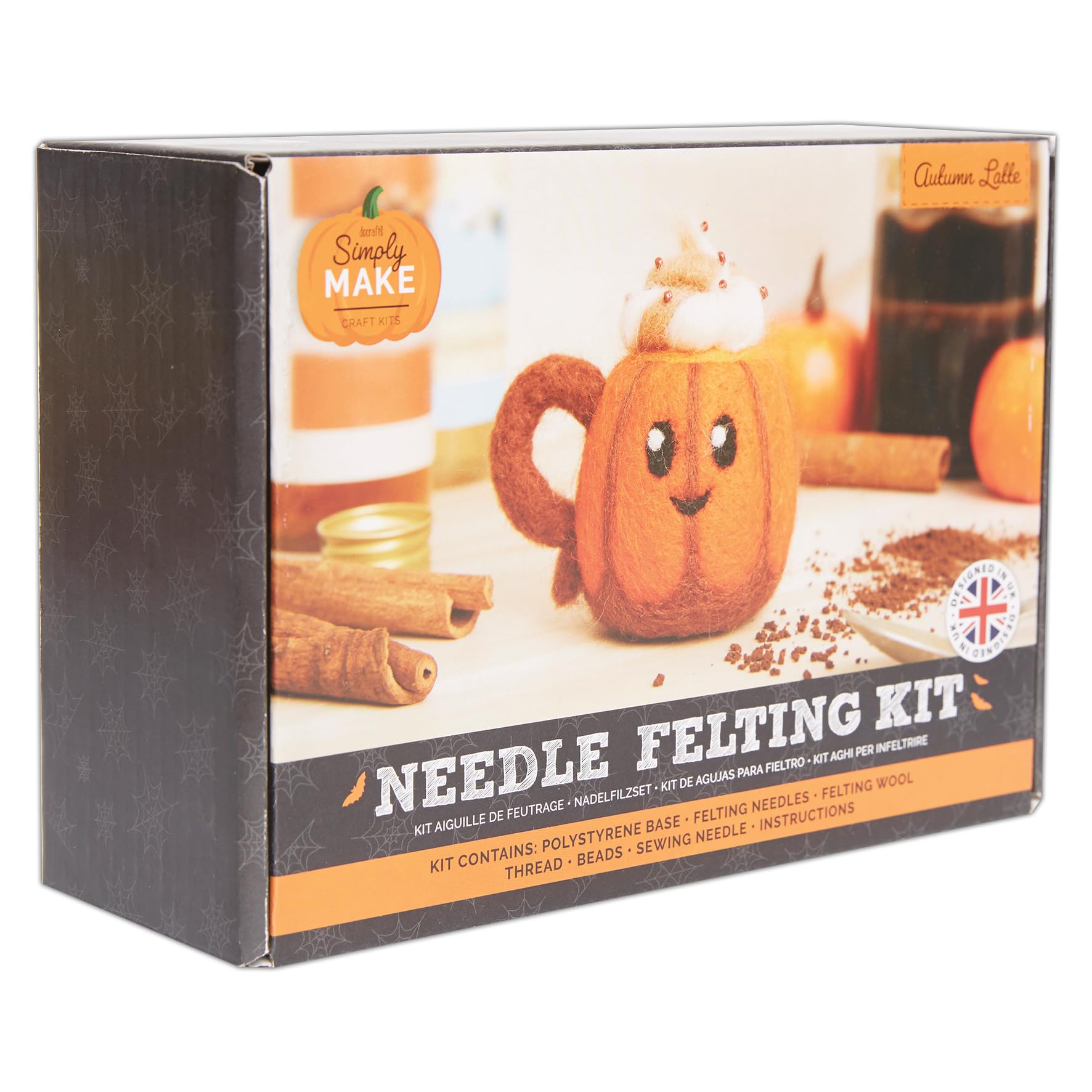 Simply Make Needle Felting Kit Halloween Autumn Latte, Including Wool, Needles, Tools - Image 4