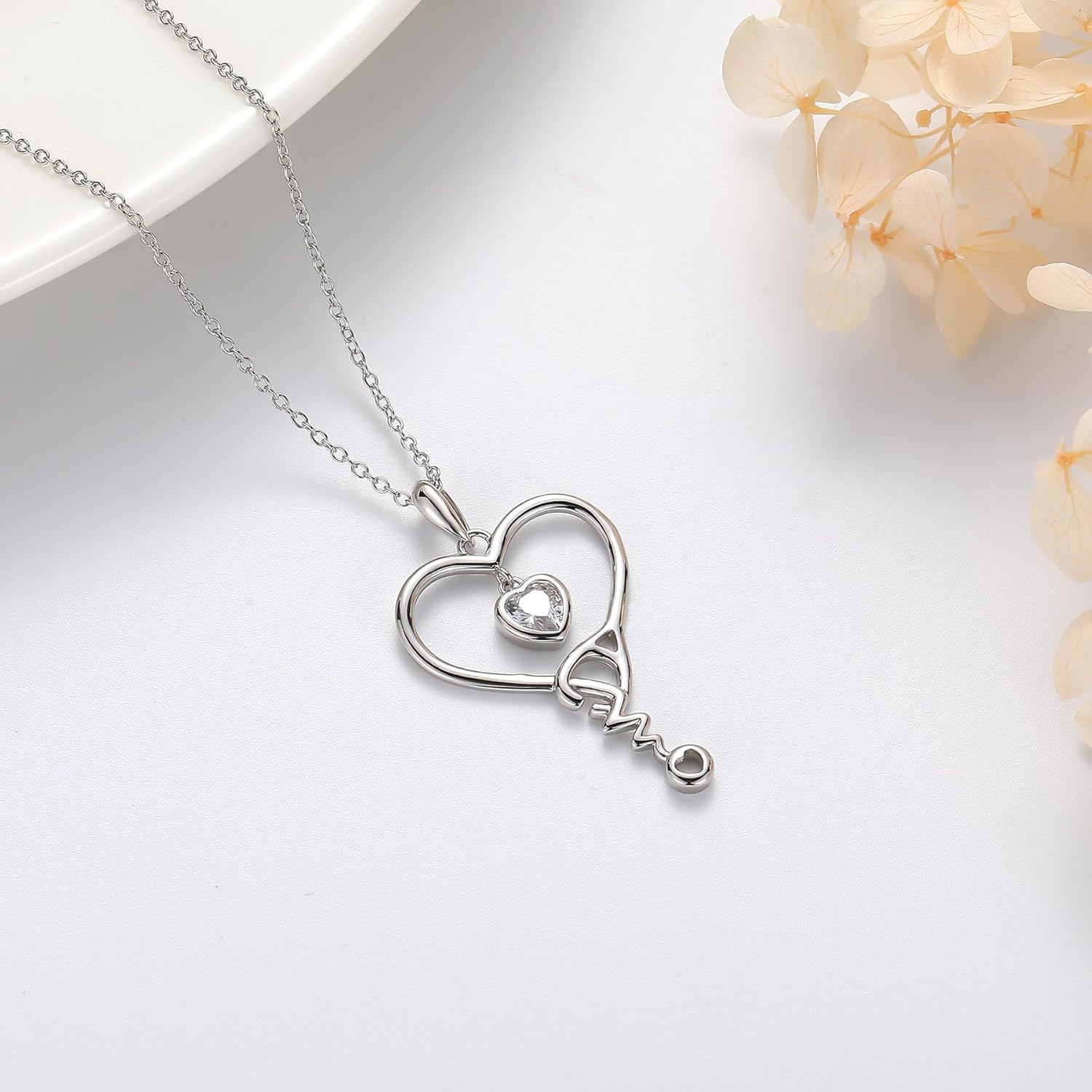 EPIRORA Nurse Necklace for Women- Stethoscope Heartbeat Necklace Jewelry Gifts for Nurse Graduation Medical Student Doctor - Image 3