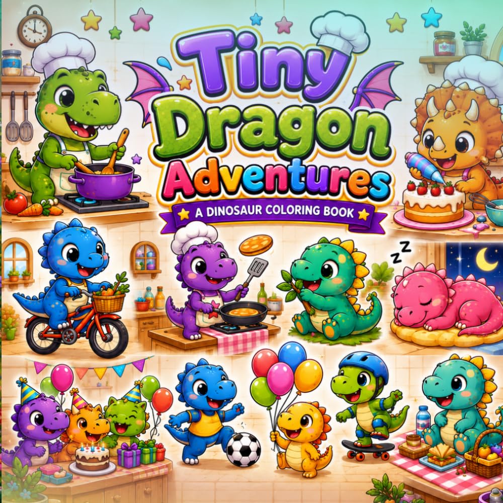 Tiny Dinosaur Adventures: A Dinosaur Coloring Book