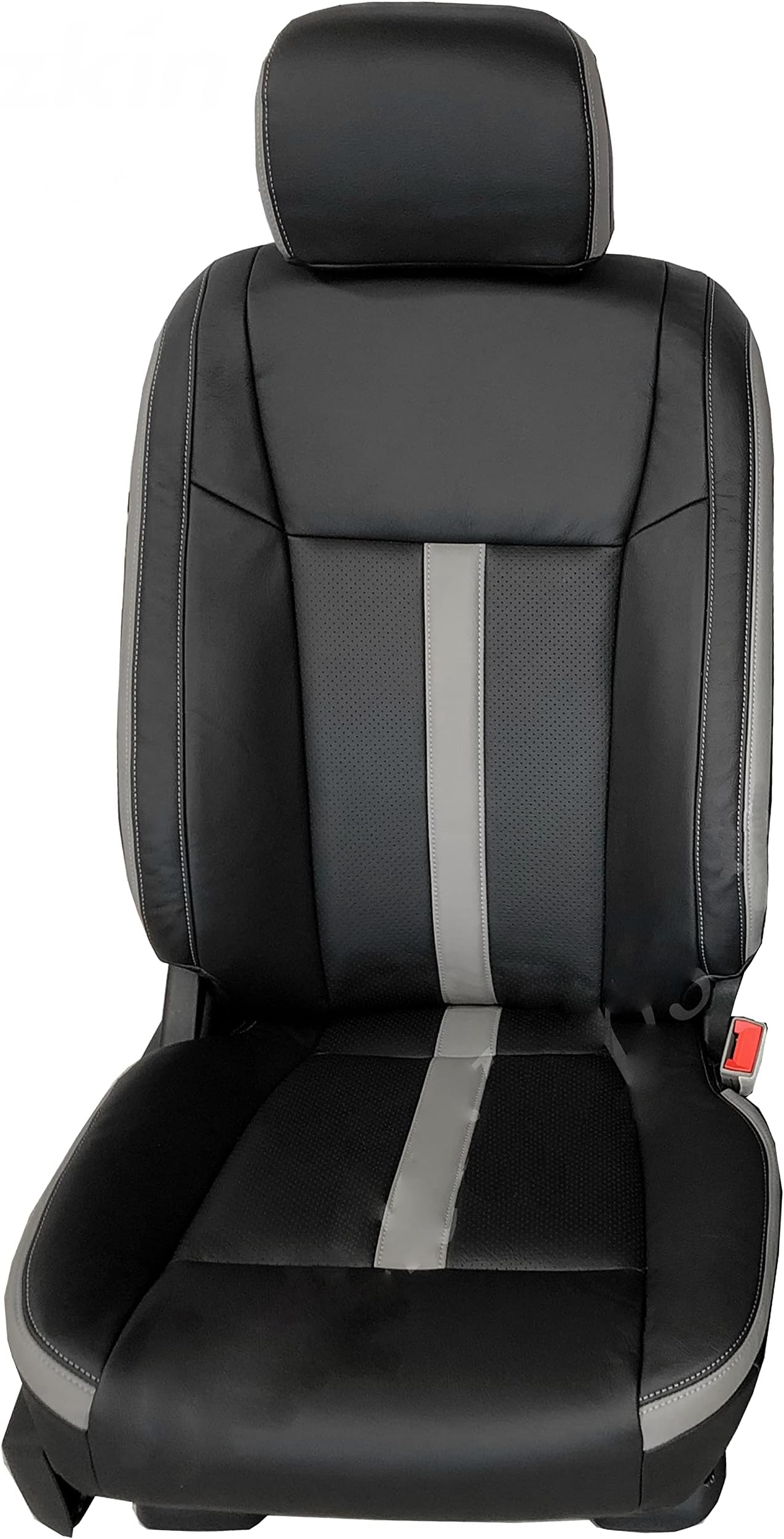 KatzkinLeather Seat Covers Compatible with 2015-2016-2017-2018 Ford F-150 SuperCrew XLT Black Gray