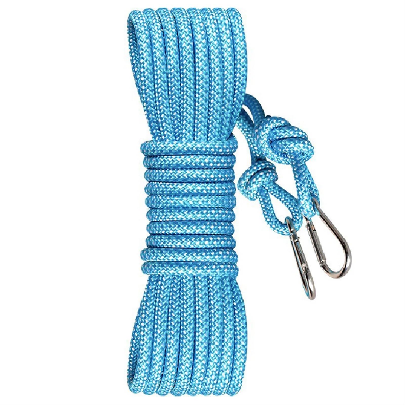 Blue Windproof Braided Rope Clothesline With Hooks - 6mm (5-15m) For Camping Travel Home(6mm Thick 5 Meters)