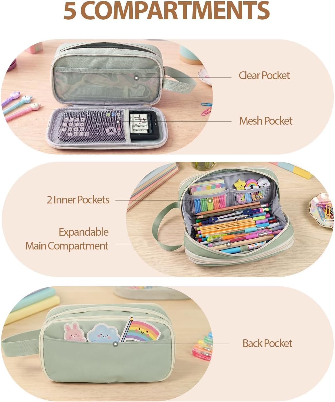 Fmeida Extra Large Pencil Case Pouch Aesthetic Stationery Bag Gift Box image 4