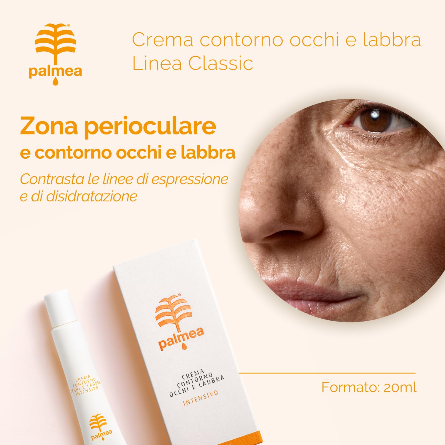 Classic Augen- und Lippencreme – feuchtigkeitsspendende und füllende Behandlung mit Biomimetischem Peptid und Dattel-Liposom – Flasche mit 20 ml
