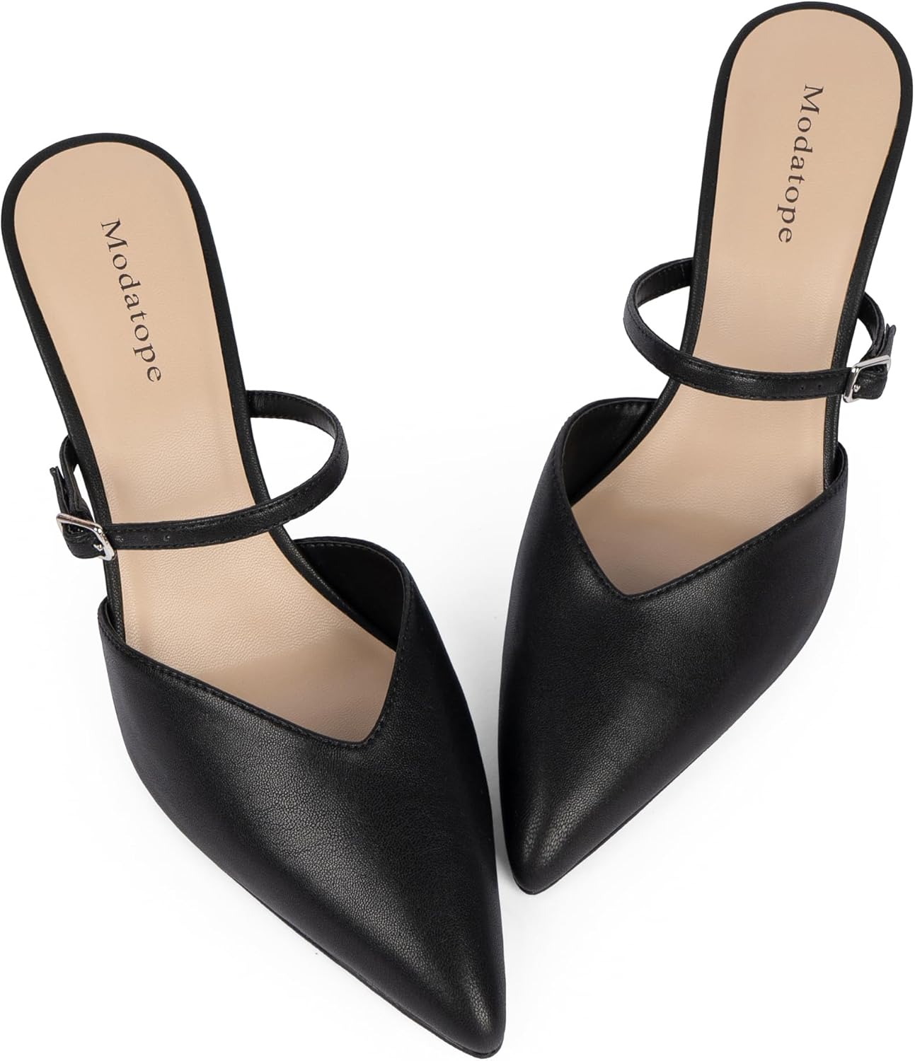 Modatope Pointed Toe Ankle Strap Heels for Women Stiletto Closed Toe Pumps Women Dress Party Mules Sandals - Image 5