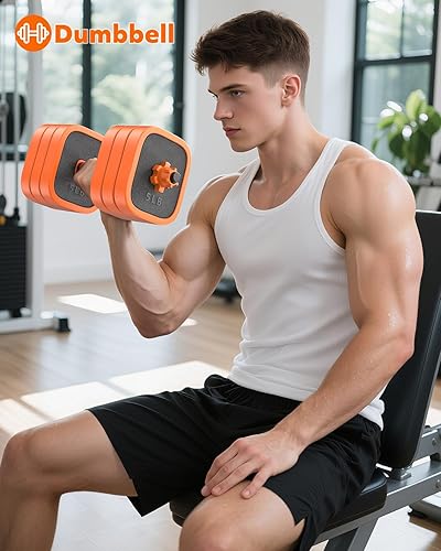 Miniatura 4 de Juego de mancuernas ajustables, 456585 libras, juego de pesas libres con conector, juego de mancuernas 4 en 1 para entrenamiento en casa y gimnasio