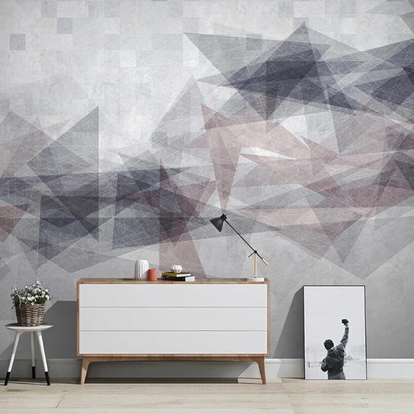 Papier peint 3D abstraction géométrique pour un salon design