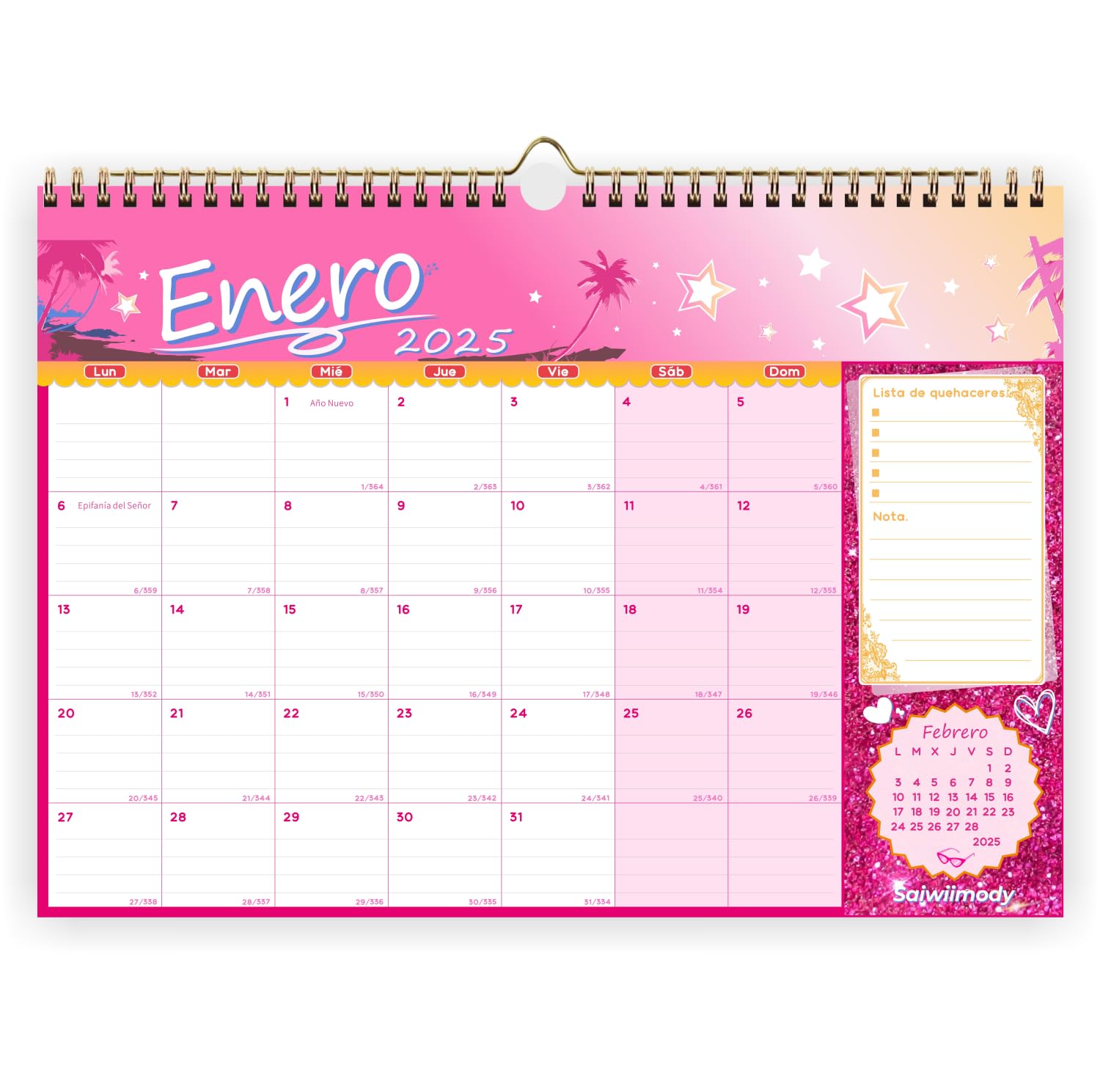 Saiwiimody Calendario 2025 2026 Pared (43 x 31 cm) Español Calendario Mesa Enero 2025 y Julio 2026 Hoja por Dia Escribir Planificador Mensual Personalizado para Familiar Escolar Oficina