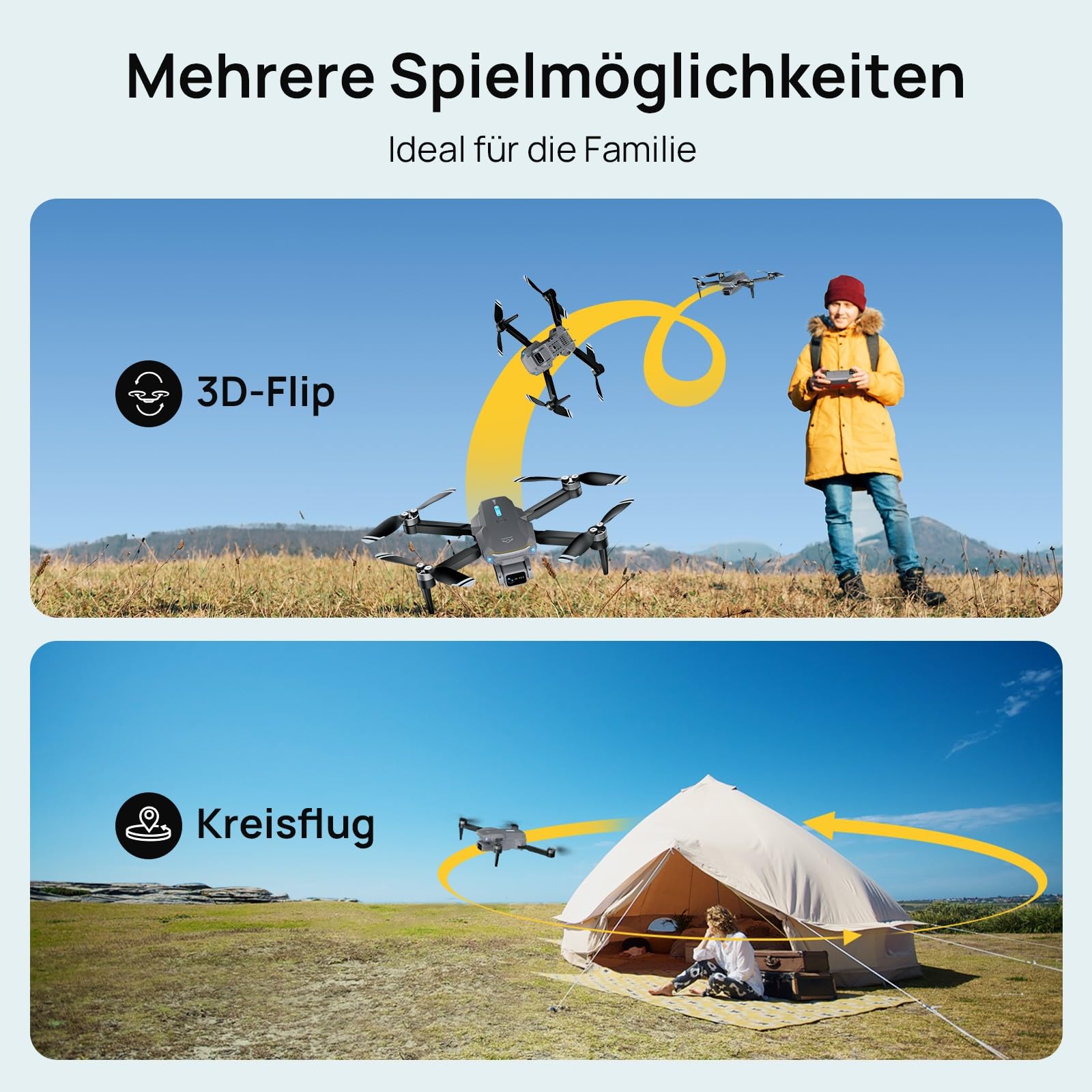 Ameta Drohne mit Kamera 4K für Erwachsene, S20 Lite FPV Drone für Anfänger, RC Quadrocopter mit Bürstenloser Motor, 36 min Flugzeit, Höhenhaltung, Kreisflug, Geschenk Spielzeug für Kinder (165 g)