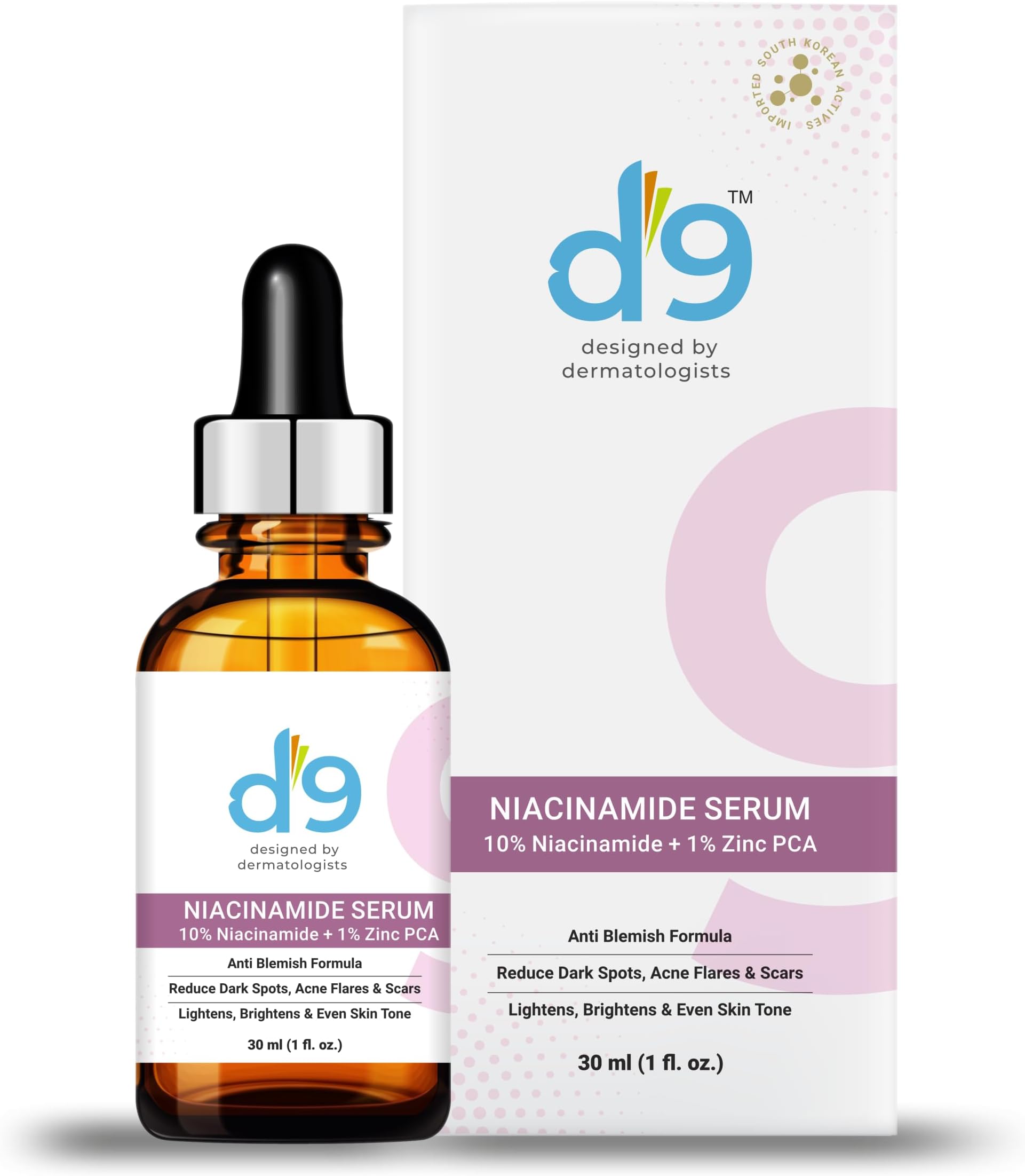 D9 Healthcare Anti Blemish Niacinamide Serum for All Skin Type | Reduce Acne Dark Spots & Scars | Silicon Paraben & Mineral Oil Free | 10% Niacinamide + 1% Zinc PCA (30 ML)