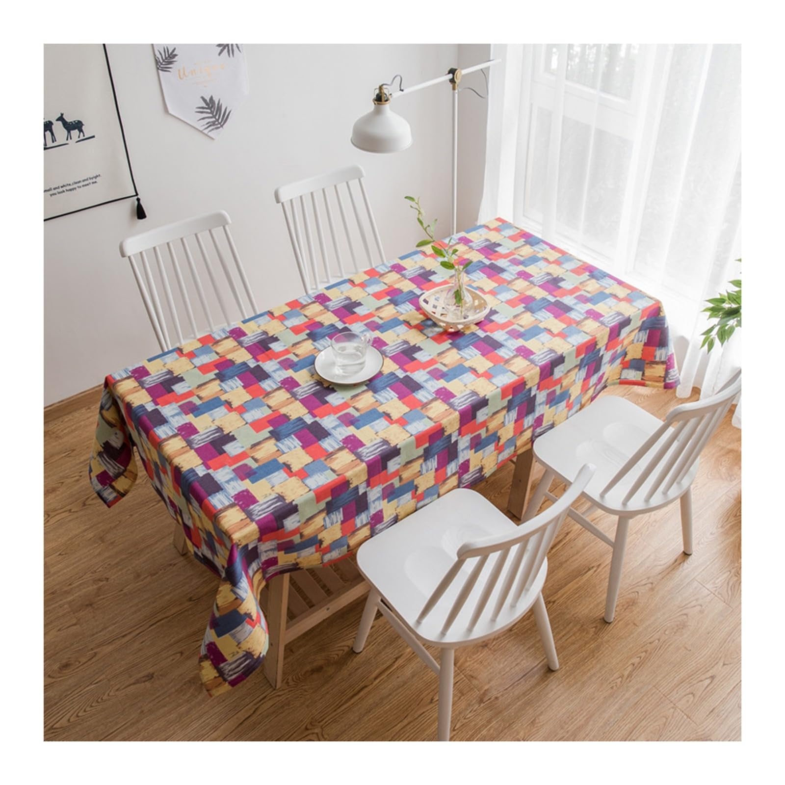 Nappe anti-taches coton 140x220 KnSam imprimé patchwork pour table repas