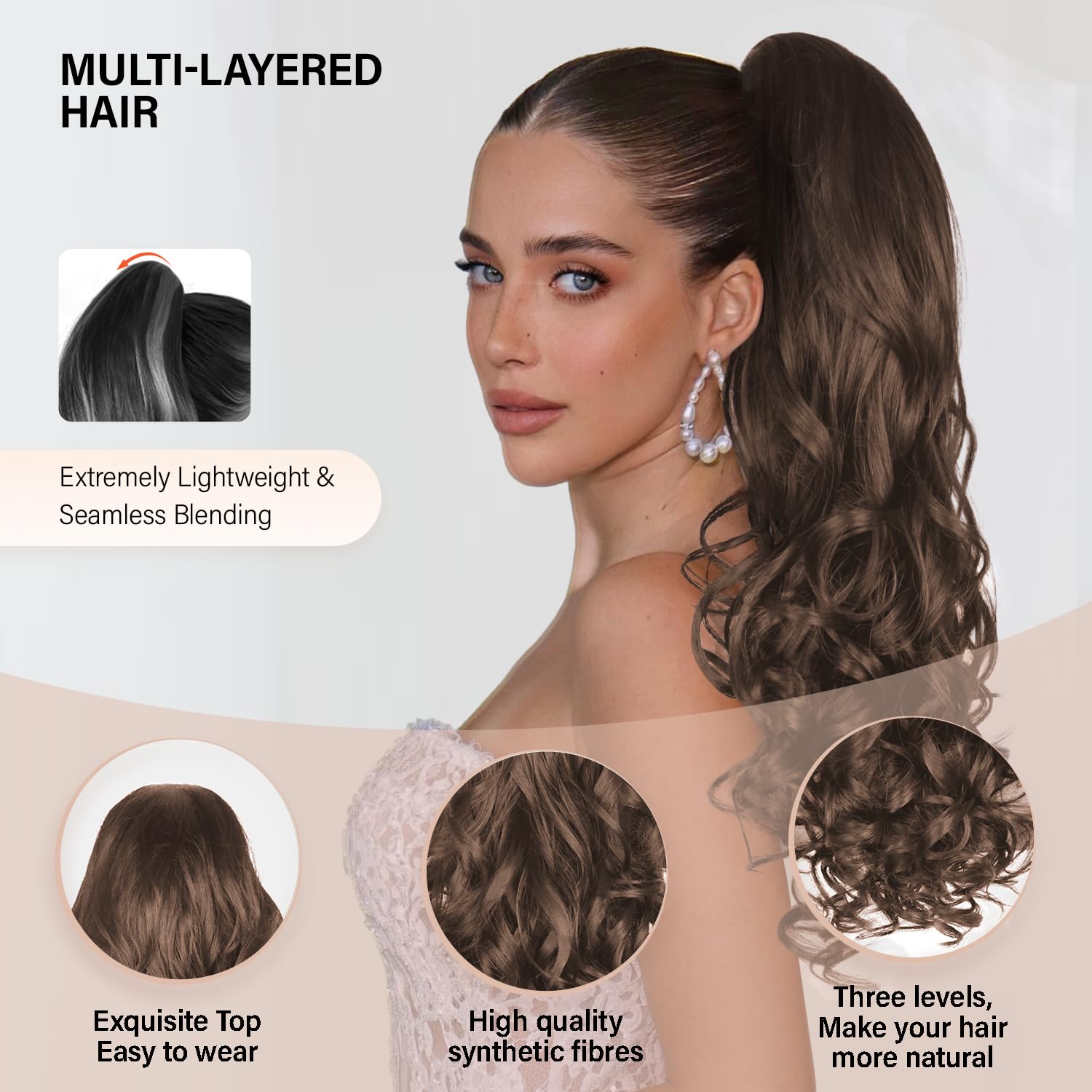 24 Inch Ponytail Extension, Claw Clip Ponytail Hair Extensions, Long Curly Wavy Clip in Ponytail Hair Extensions - Image 3