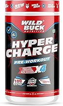 Wild Buck Hyper Charge Pre-X4 Hardcore Pre-Workout Supplement with Creatine Monohydrate, Arginine AAKG, Beta-Alanine & Muscle Pump Formula | Caffeinated Punch for Explosive Energy, Focus & Strength [100 Servings, Watermelon Twist]