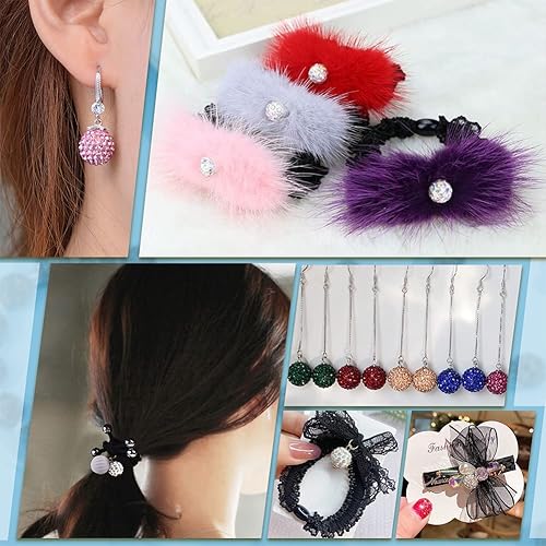 Miniatura 7 de PH PandaHall Alrededor de 100 cuentas de diamantes de imitación rosas de 0.394 pulgadas (0.394 in) cuentas de arcilla rosa de polímero de arcilla