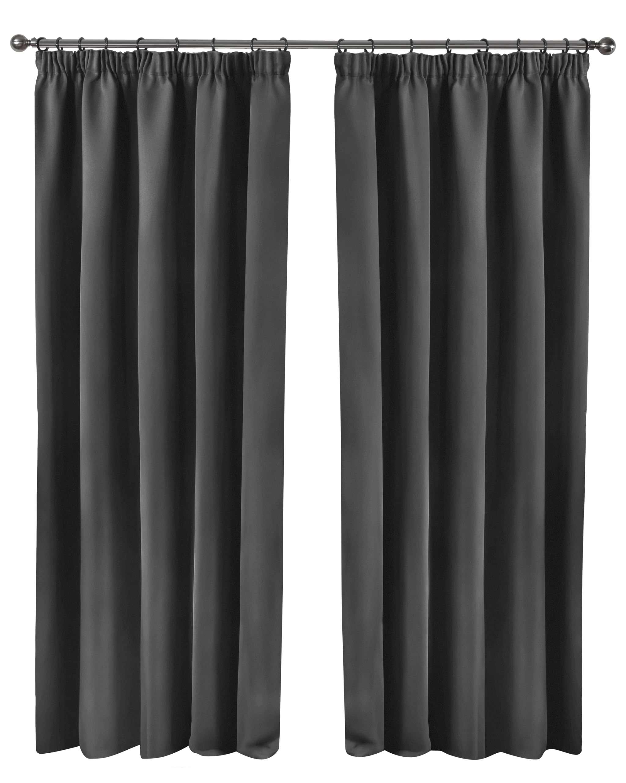 Emma Barclay Charcoal – Blackout Curtains For Bedroom Living Room Thermal Insulated Woven Pencil Pleat Blackout Curtains Cali Collection - 66” X 54” Inch
