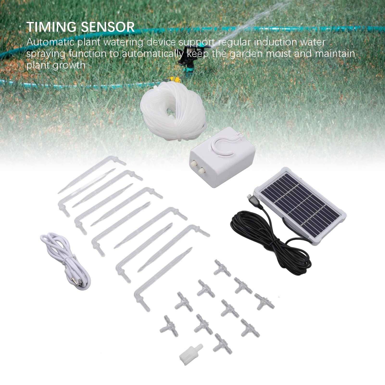 per irrigatore automatico per piante, ad energia solare, design impermeabile, sensore di temporizzazione, installazione facile, per la protezione del giardino, ecologico,