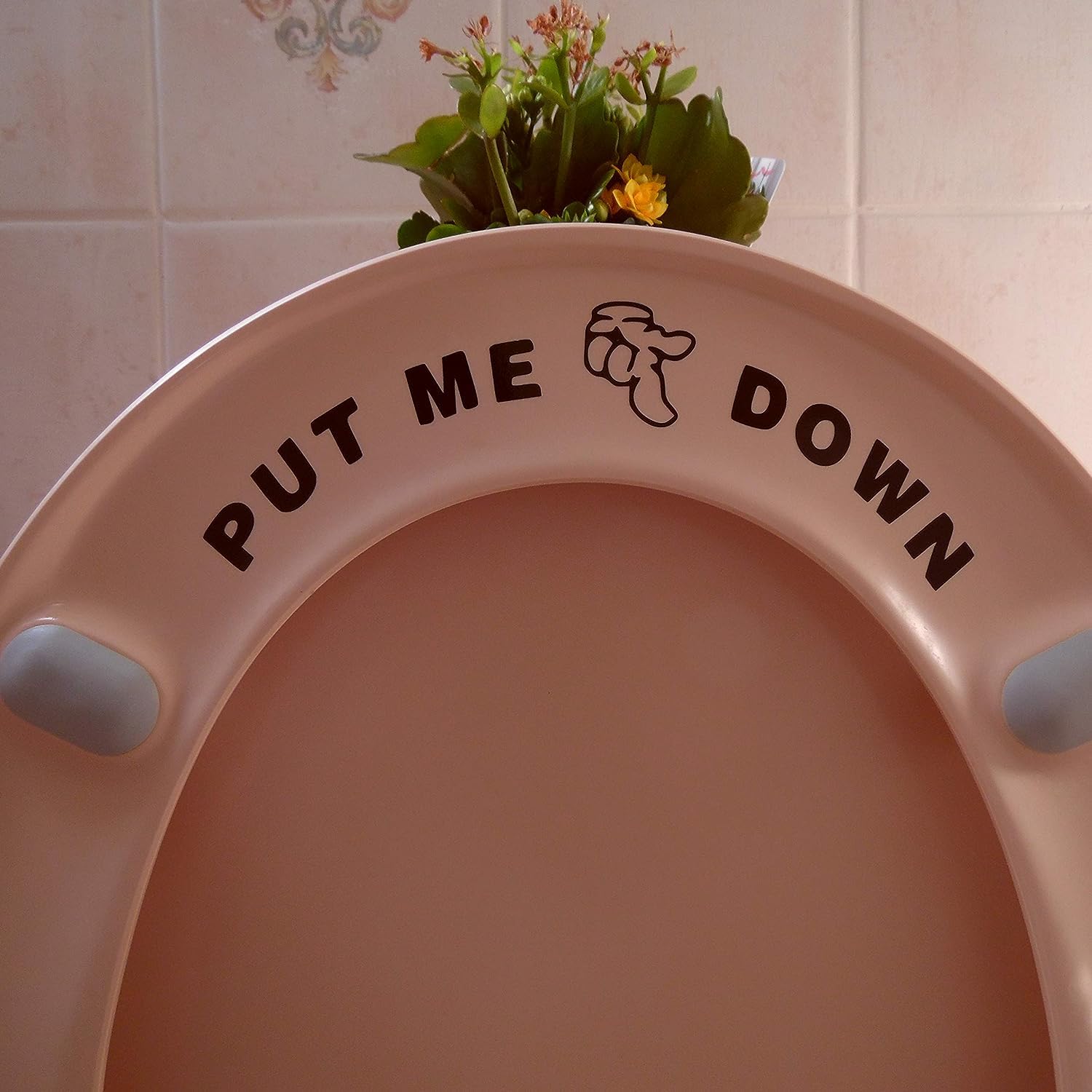 Pack of 3 Fun 'Put Me Down' Funny Toilet Seat Sticker Bathroom Cute Wall Decal - Black Accessory - Potty Training (Black (Pack of 3))