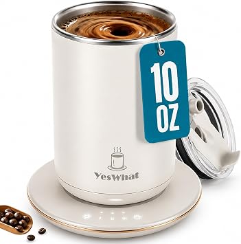 YesWhat Heating and Stirring Mug 10 oz White