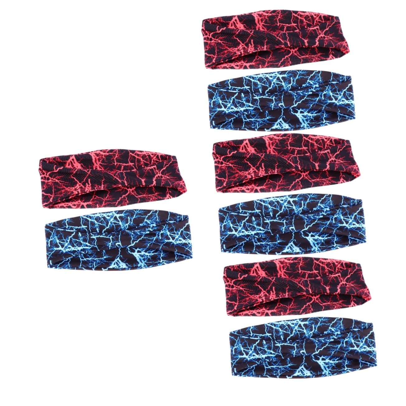 INOOMP 8piezas Bandas para Sudor Multifuncionales Deportivas Transpirables Accesorios Cabello Color Rojo y Azul