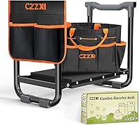 CZZXI Garden Kneeler Seat - Wide 10.2" Thick EVA Pad, 350lb Heavy Duty Gardening Stool with Tool Pouch Bag for Seniors Women