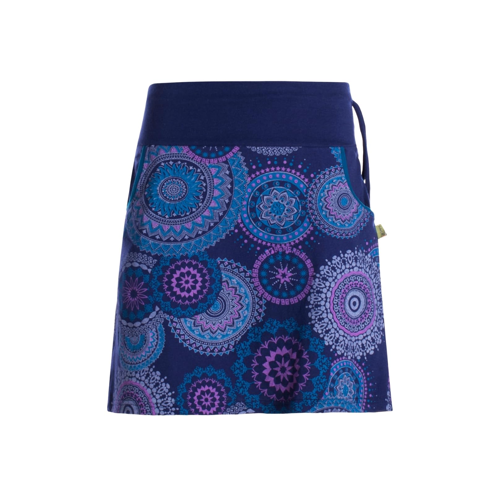 Vishes kurzer Damen-Rock mit Mandalas I Handgefertigt aus 100% Baumwolle I Rock mit Taschen I Ideal für warme & kalte Monate I Nachhaltige Alternative Bekleidung