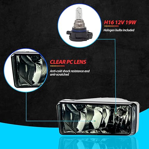 Miniatura 4 de Conjunto de luces antiniebla para 2007 2008 2009 2010 2011 2012 2013 2014 2015 Chevy Silverado Kit de reemplazo para 2007-2013 Avalanche, 2015-2020