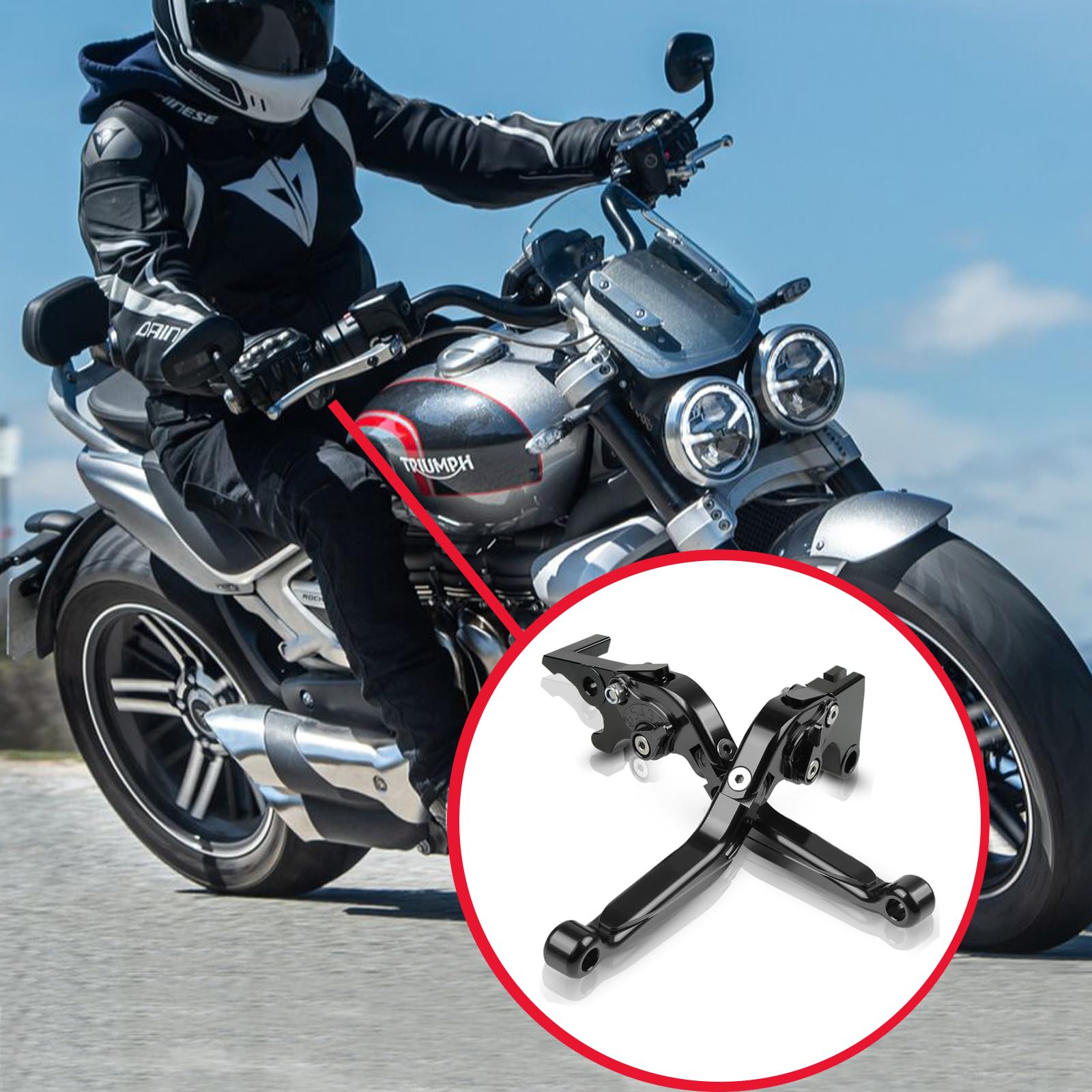 Universal Moto CNC Leviers Frein et Embrayage Set pour T&rium-ph Speed Triple 1050/S 2016-2019 765 Speed Tripler 2017-2019 THRUXTON R / 765 Speed-Rlow 2017-2018(Noir)