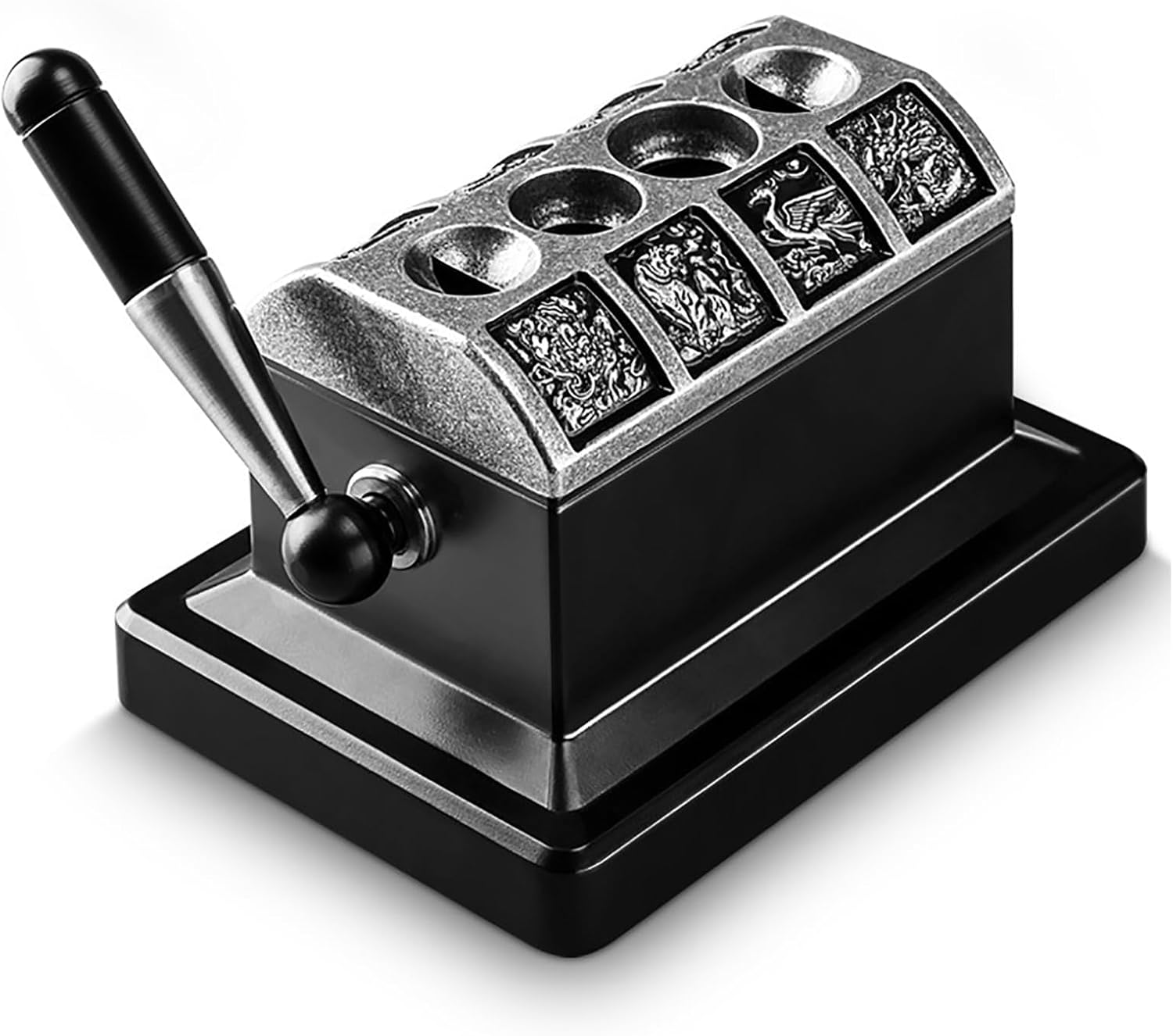 Table Cigar Cutter Guillotine, Stainless Steel Quad Table Cigar Cutter, V Carved Desktop Cigar Cutter with Top Four Cut Holes Design, Ideal Cigar Gifts for Men